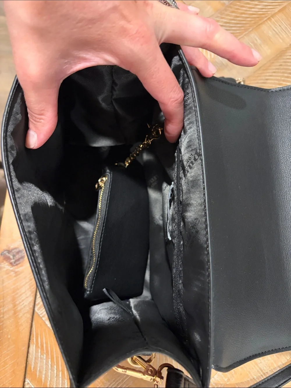 Dune London Black Top-Handle Satchel with Gold Hardware